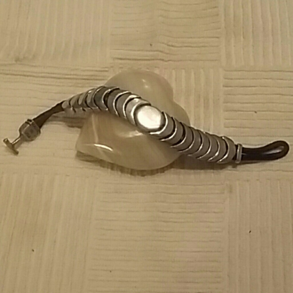 Chunky Steel and Leather bracelet
